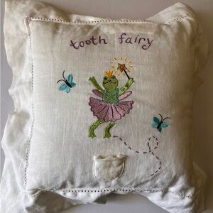 Embroidered 'Tooth Fairy' Frog Pillow